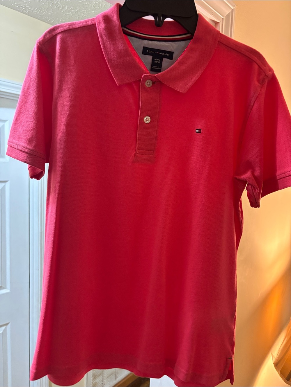Tommy Hilfiger Men's Hot Pink Polo Shirt with Chest Flag